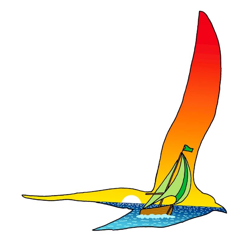 Reise eines Vogels und eines Bootes