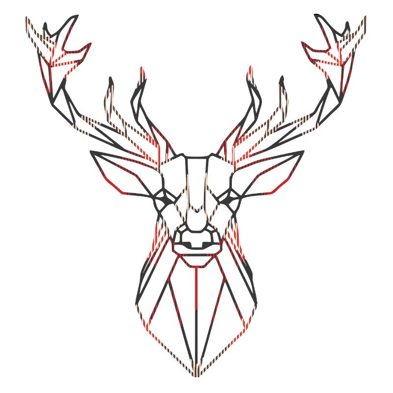 Geometric deer with red accents