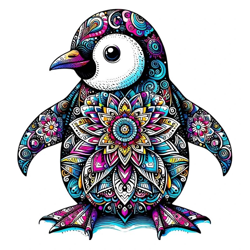 Pingouin décoré de Mandalas