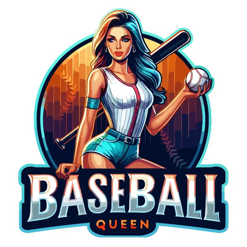 Baseball Queen Retro Illustration
