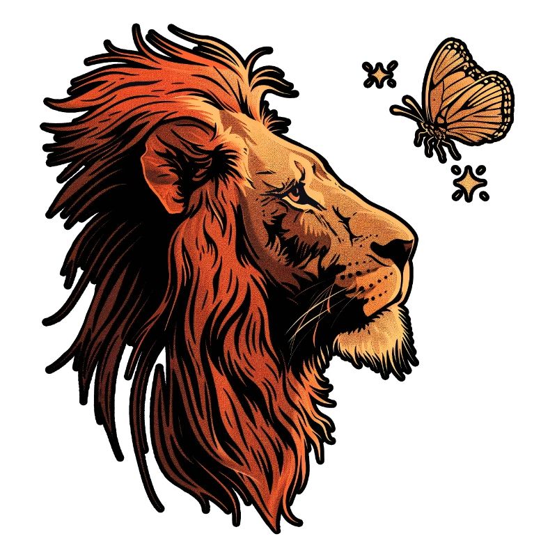 Löwe mit Schmetterling