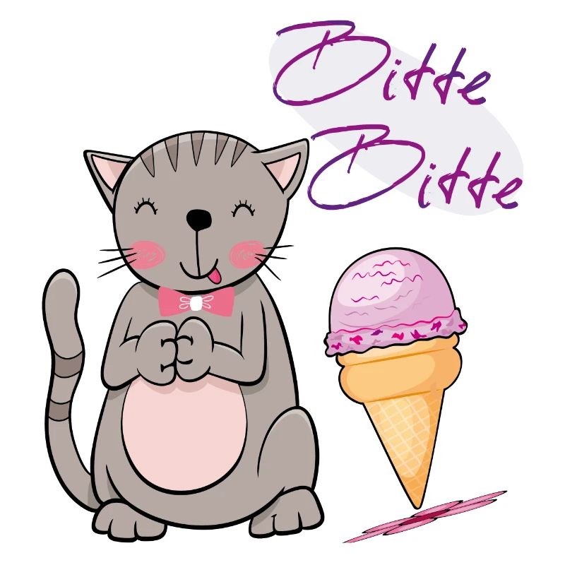 Chat avec cornet de crème glacée