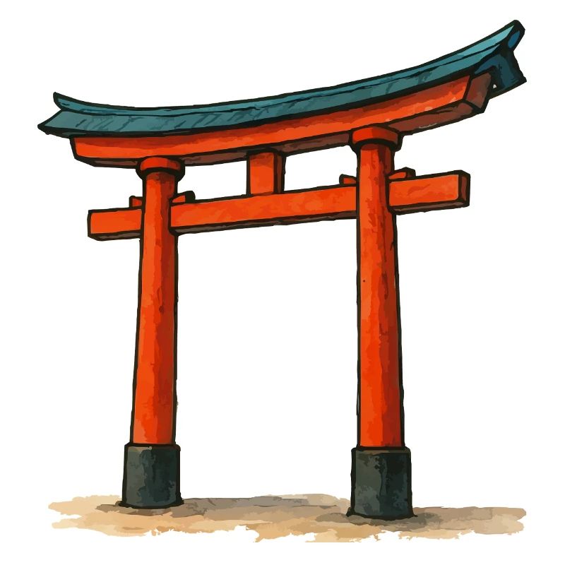 Roter Shinto Torii Gate Illustration