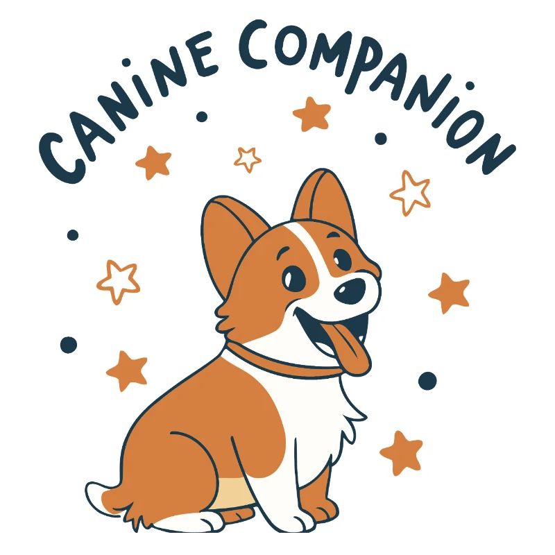 Corgi Compagnon Étoiles Dessin Animé
