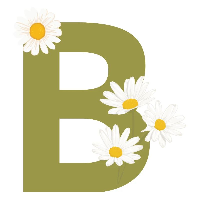Letter b green daisies
