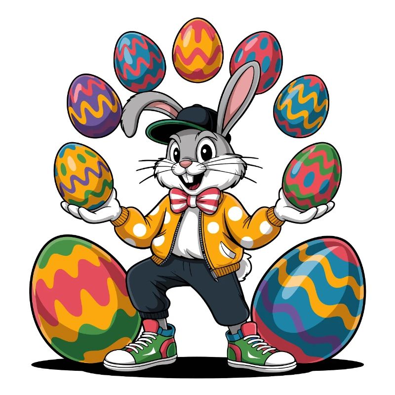 Easter bunny with colorful eggs