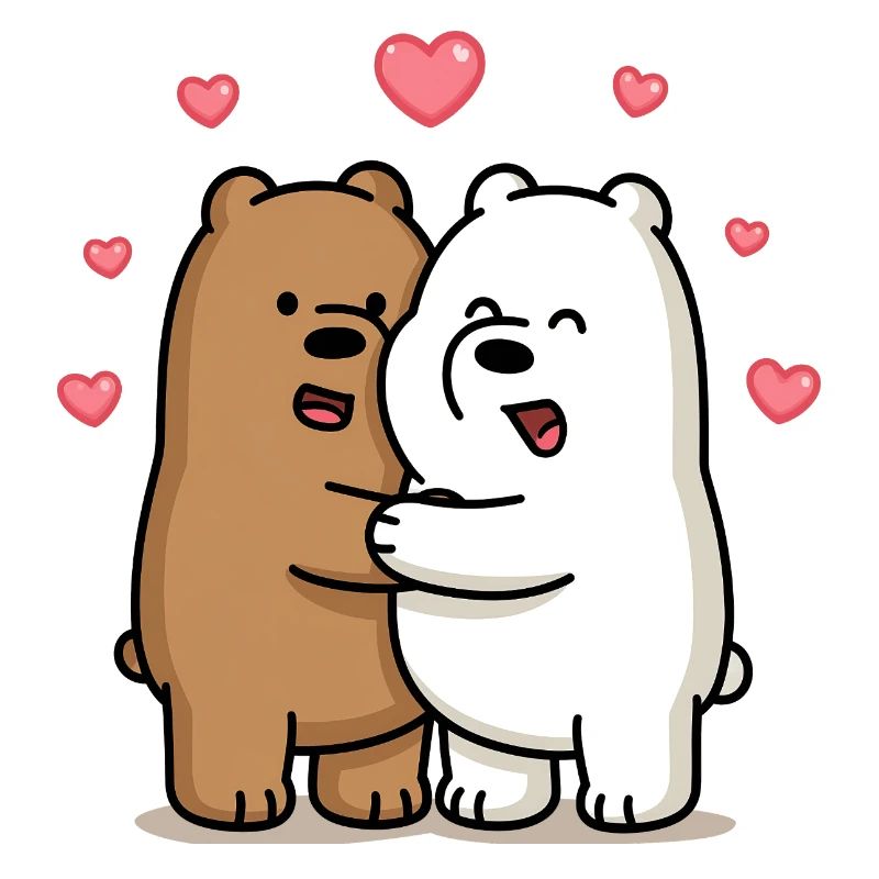 Câlins d’ours avec des cœurs
