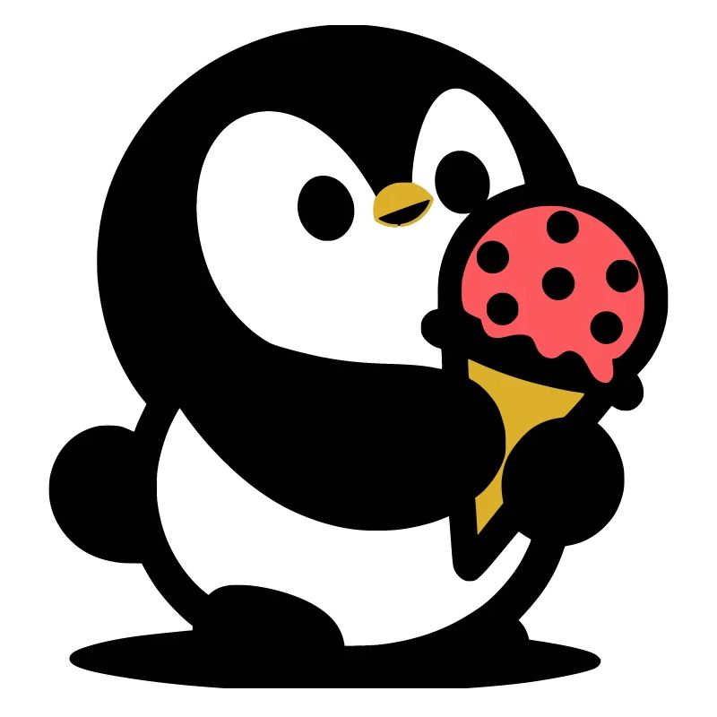 Kleiner Pinguin mit Eis