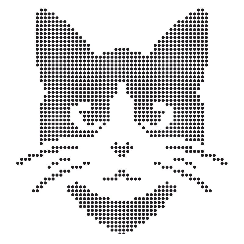 Silhouette de visage de chat à points