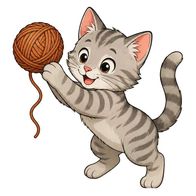 Kitten with wool