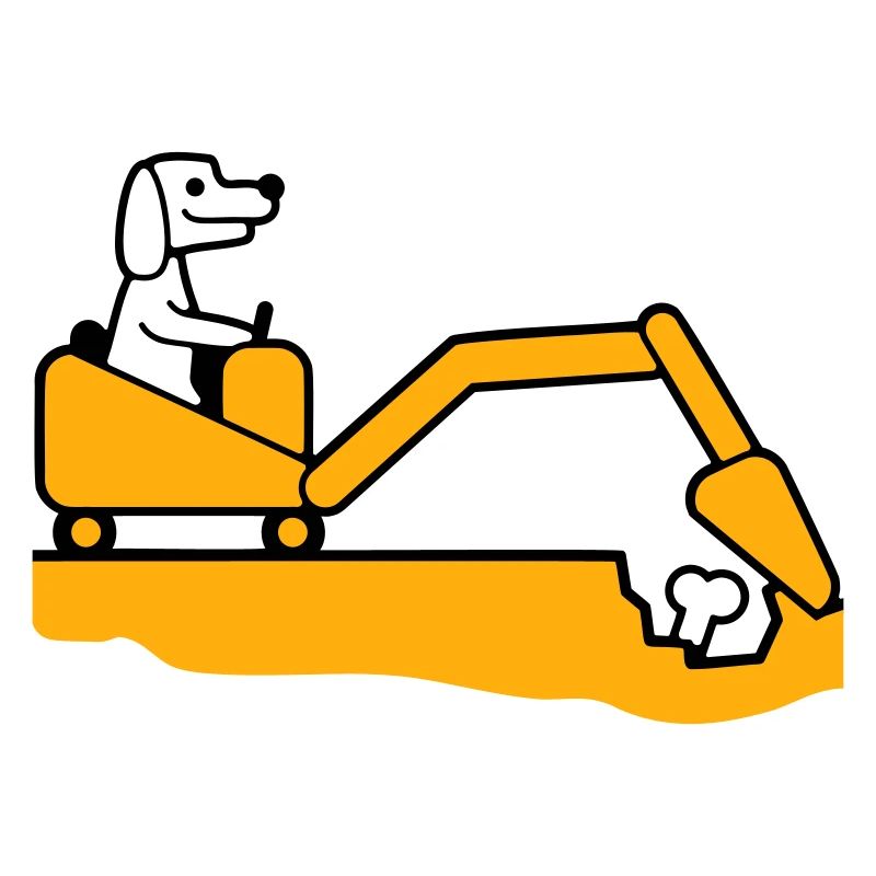 Dog Bones Burying Excavator Digging Cool Digging