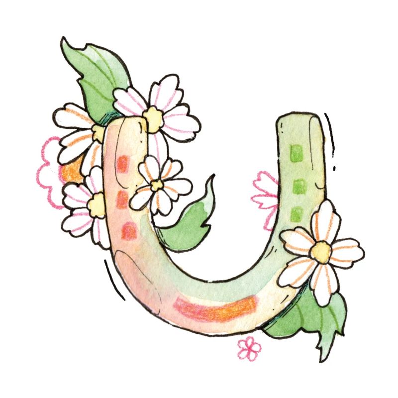 Lucky Charm : Fer à cheval avec des fleurs
