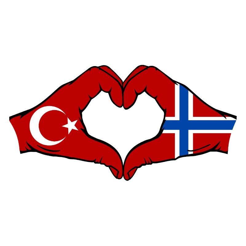 Türkei Norwegen Flagge Hände Herzform
