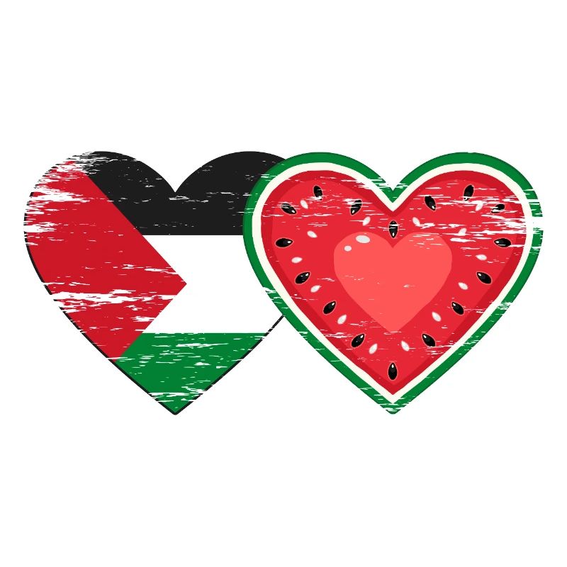 Palestine pastèque drapeau coeur utilisé