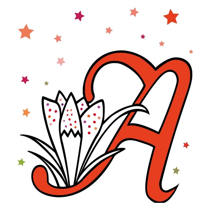 Lettre, initiale, fleur