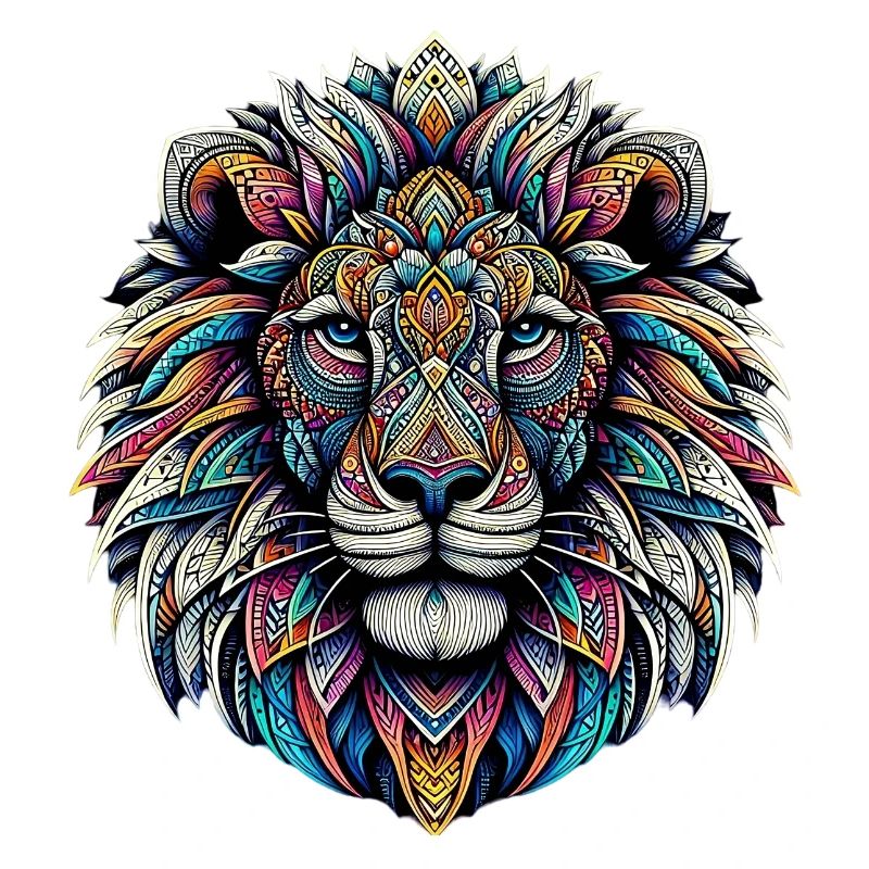 Lion decorated with Mandalas