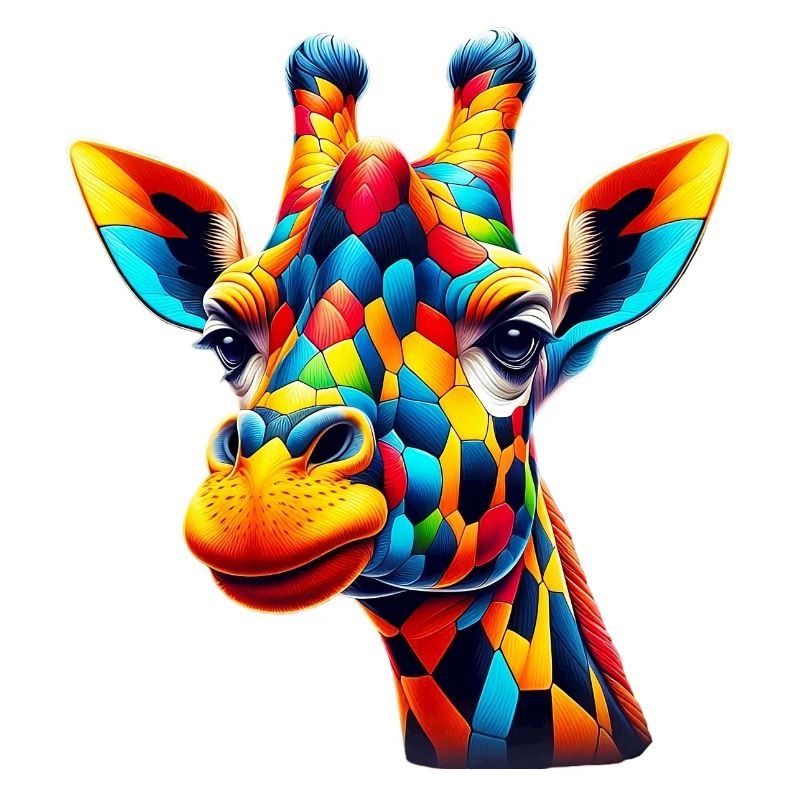 Girafe colorée et peinte comme Arlequin