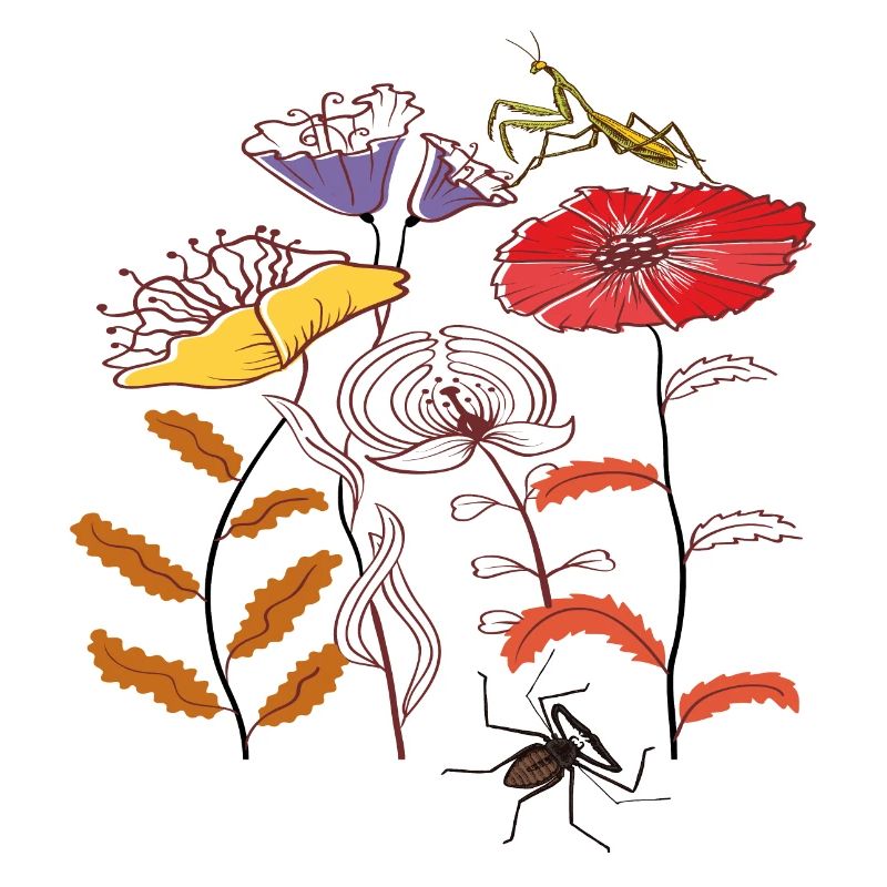 Fleurs de jardin avec des insectes