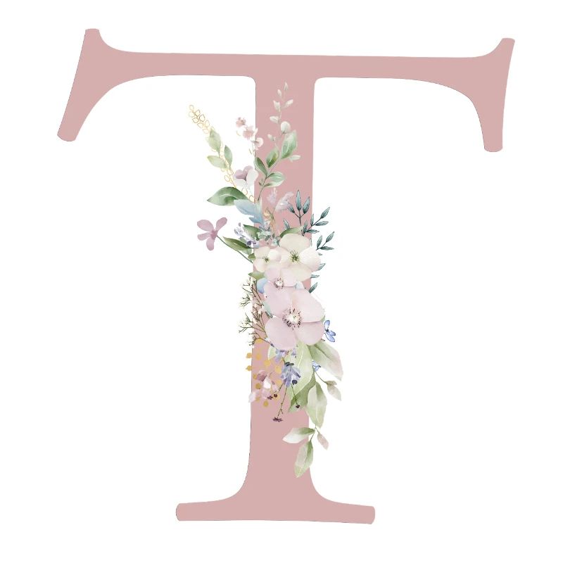 T Monogram, Floral, Personalizable