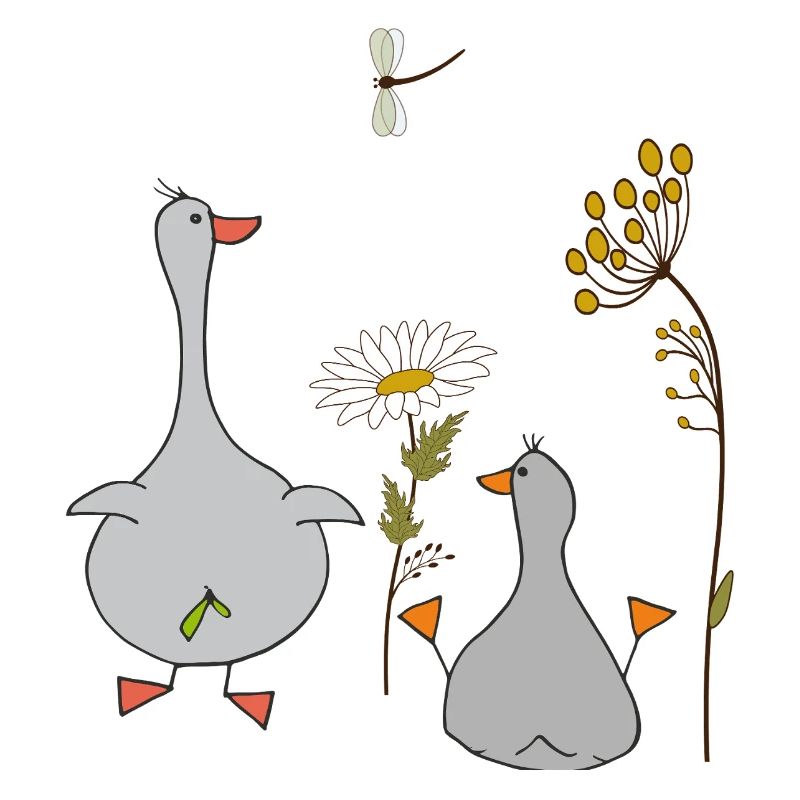 Oies dans le pré
