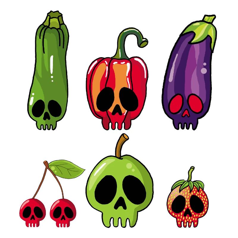 Fruit and vegetable skulls