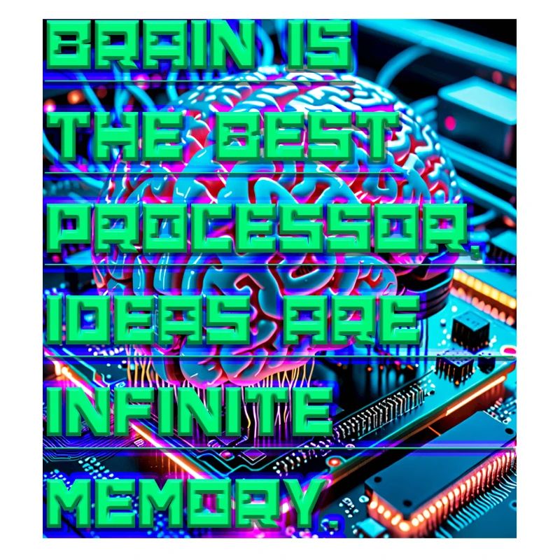 The Brain Is the Best Processor — Tech Neon Quote 