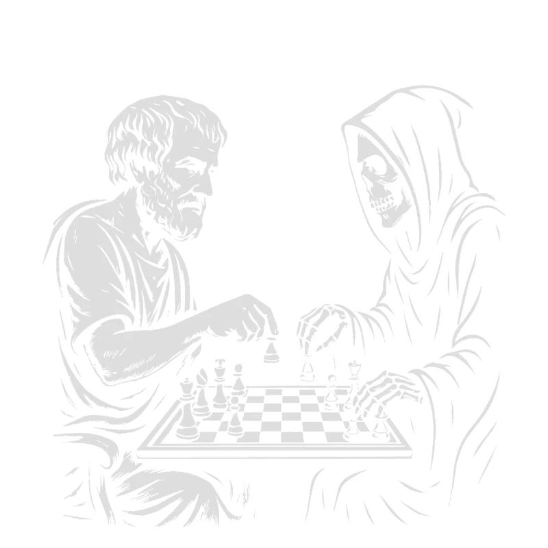 Aristotle and Grim Raper Chess Illustration