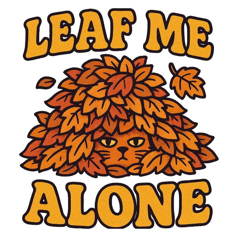 Illustration de chat avec une feuille d'arbre d'automne