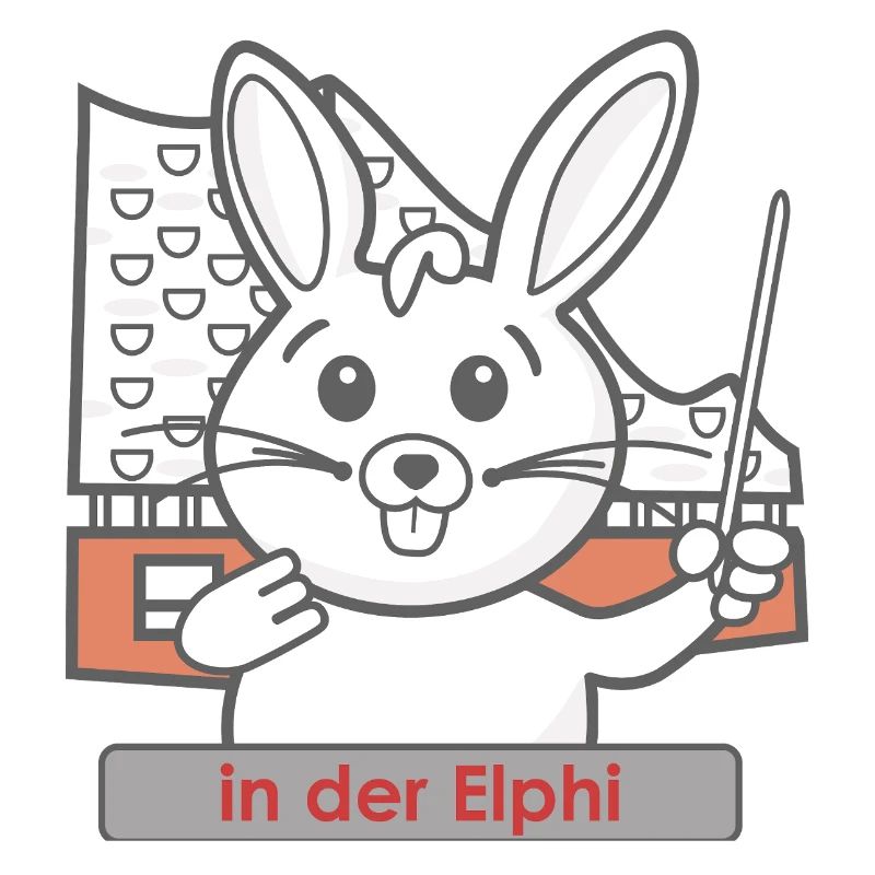 Cartoon Hase als Dirigent in der Philharmonie