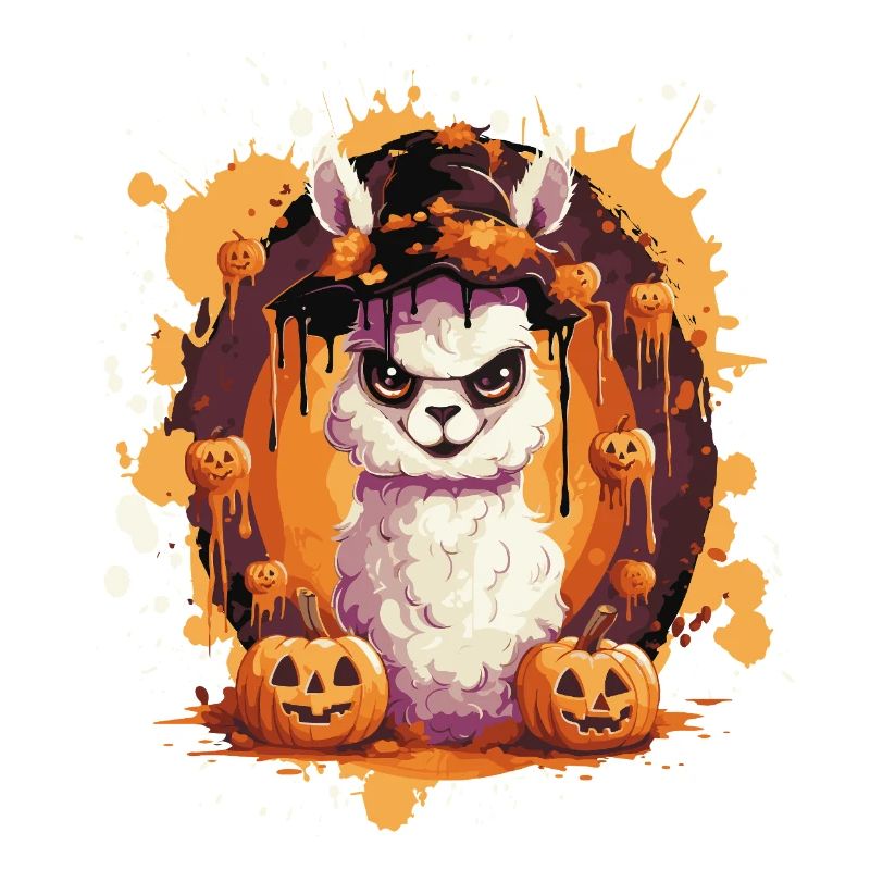 Lama d’Halloween en éclaboussures de citrouille