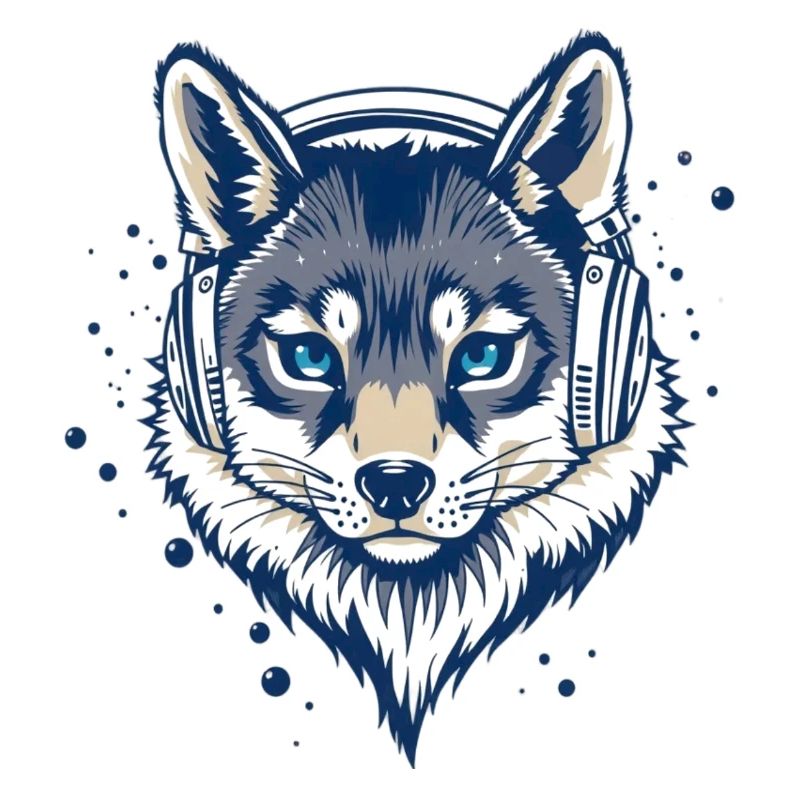 renard cool avec des écouteurs