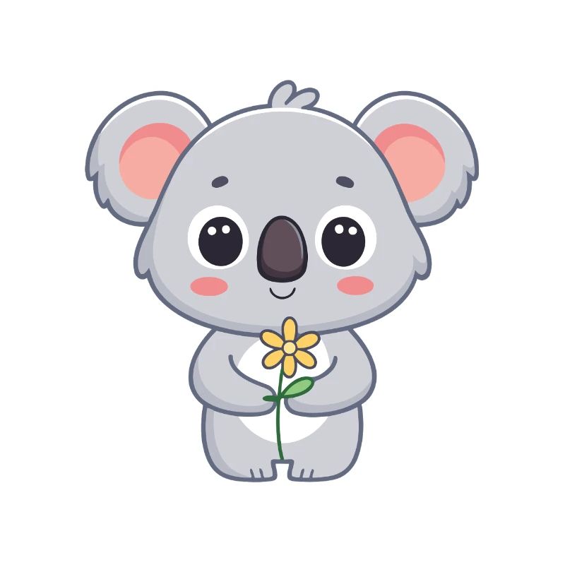 Koala mignon et fleur lumineuse