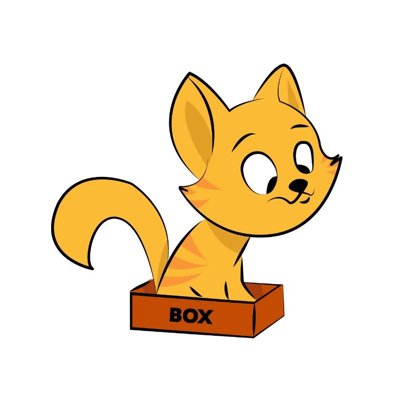 Katze sitzt in einer Box Geschenk Kätzchen