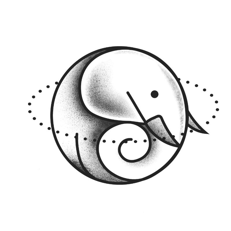 Elephant cute circle gray