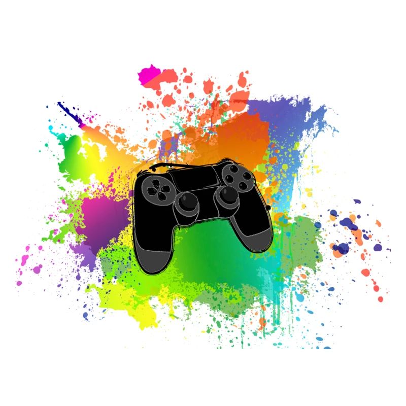 Controller Farbklecks Bunt Gaming Geschenk Idee