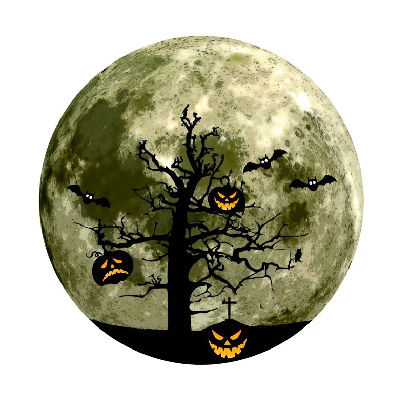 Scary evil shadow pumpkin tree moon bat