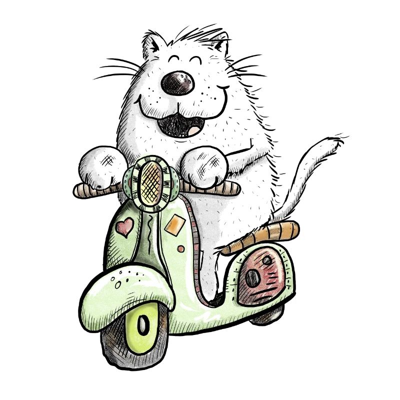 Cool Cat Rides Scooter Fun Design Motif de chat