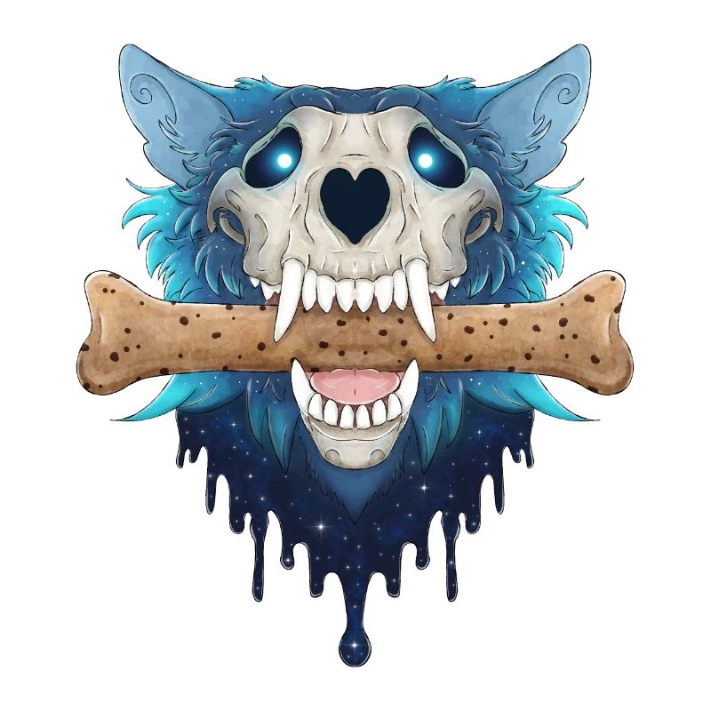 Hellhound Skull - Demonic Blue Wolf & Cookie Bone