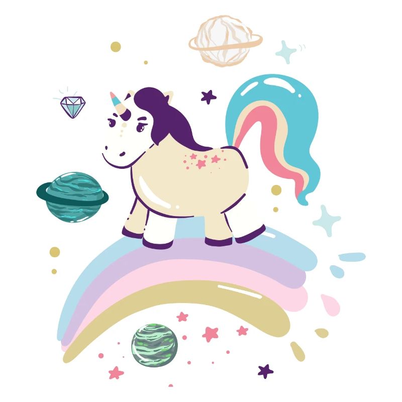 Himmlisches Einhorn auf Regenbogen