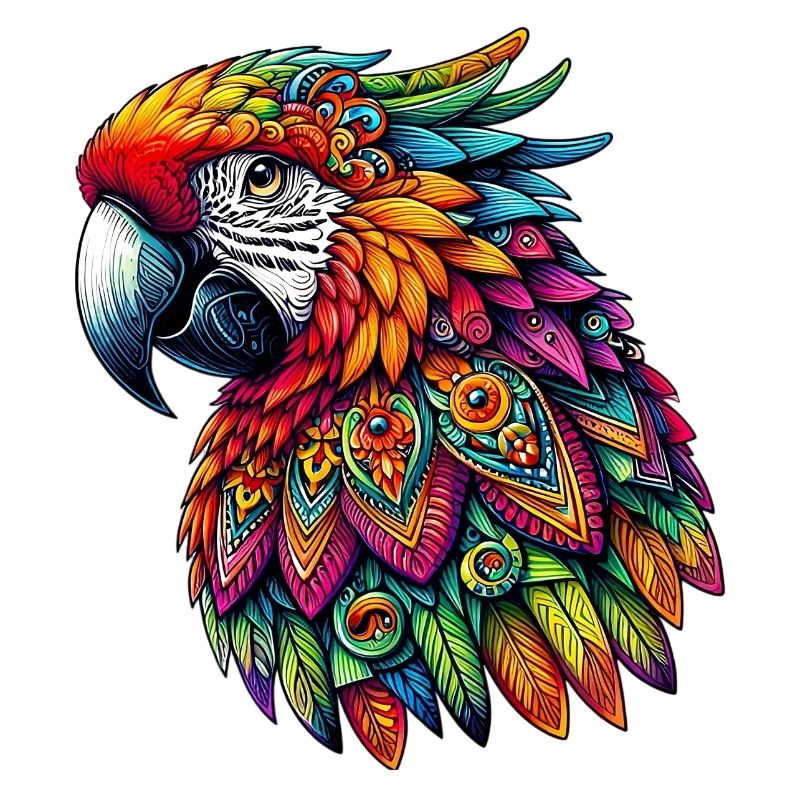 Perroquet décoré de Mandalas
