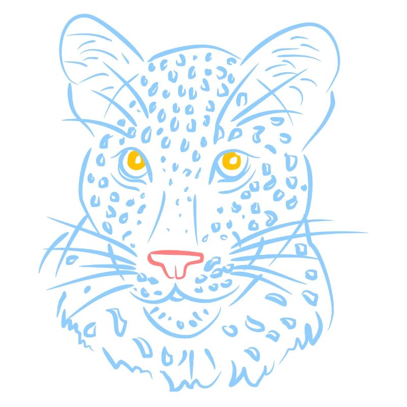 Visage léopard aux tons bleus