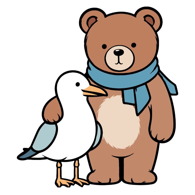 Cute Bear and Bird Design