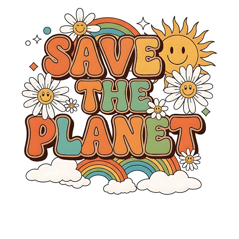 Save the Planet Retro Style Design
