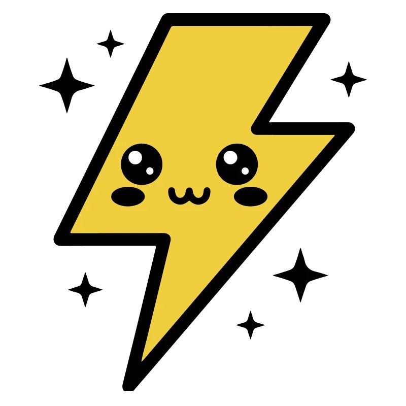 Kawaii lightning bolt with expressive face
