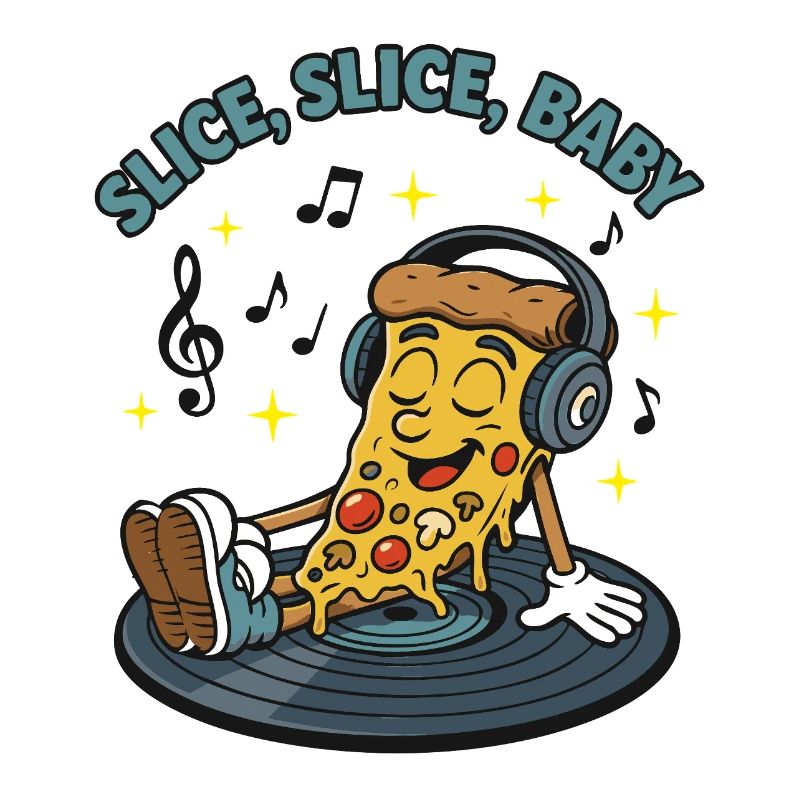 Slice Slice Baby – Funny Pizza Retro Comic Moti