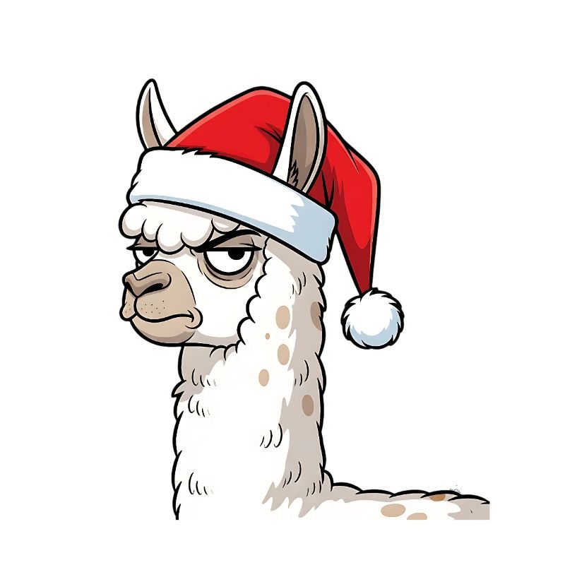 Festive Grumpy Llama Christmas Motif