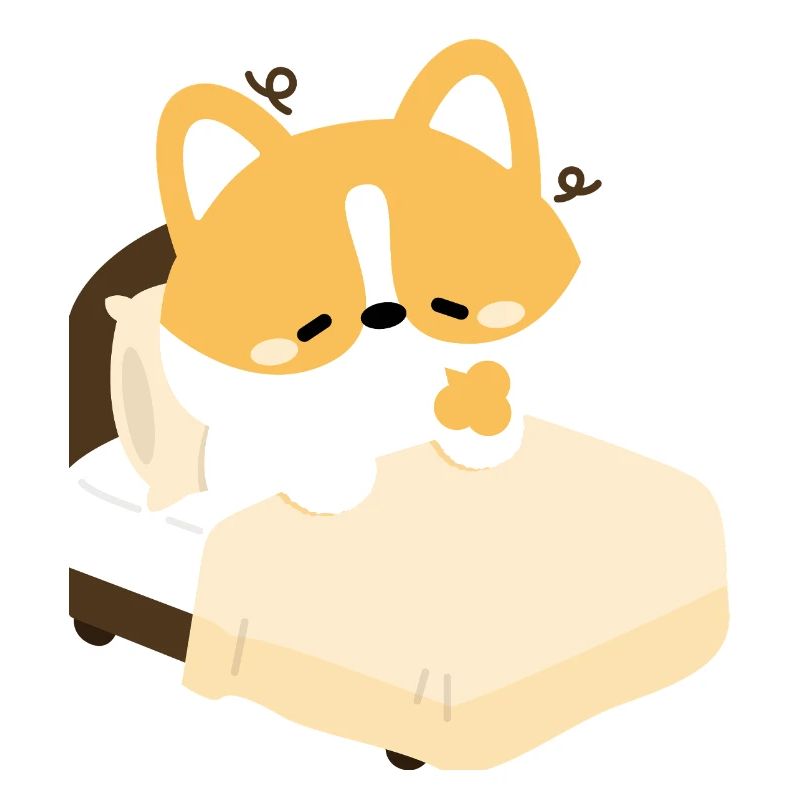 Tired Corgi on Bed