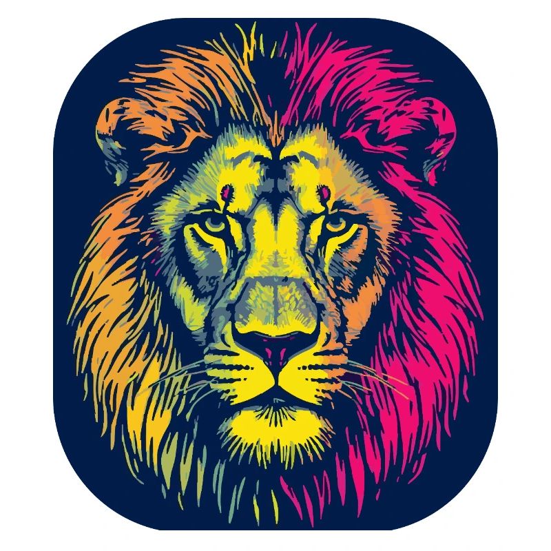 Neon Lion Head Pop Art