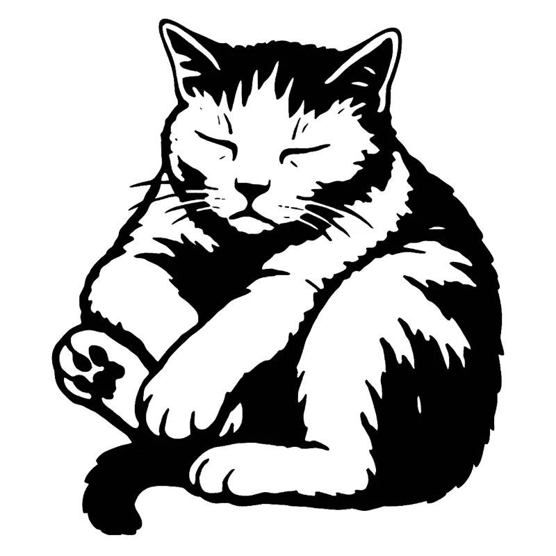 Silhouette du chat endormi