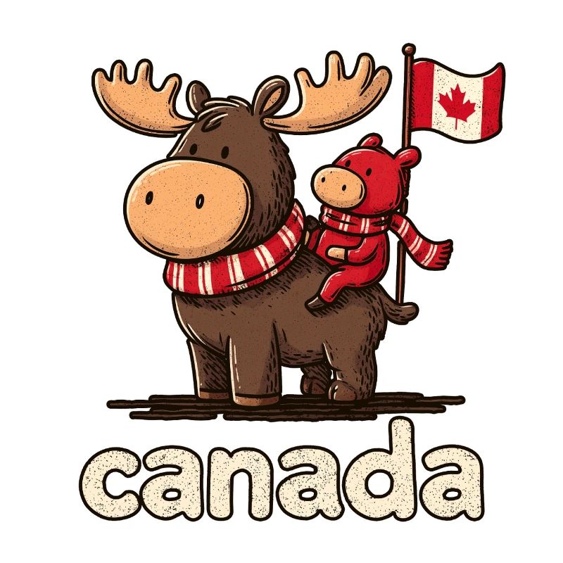 Mousse du Canada avec un petit compagnon